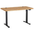 SCHREIBTISCH 140/70/76-119 cm Eichefarben elektrisch höhenverstellbar  - Eichefarben/Schwarz, MODERN, Holz/Metall (140/70/76-119cm) - Linea Natura