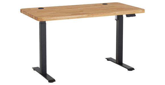 SCHREIBTISCH 140/70/76-119 cm Eichefarben elektrisch höhenverstellbar  - Eichefarben/Schwarz, MODERN, Holz/Metall (140/70/76-119cm) - Linea Natura