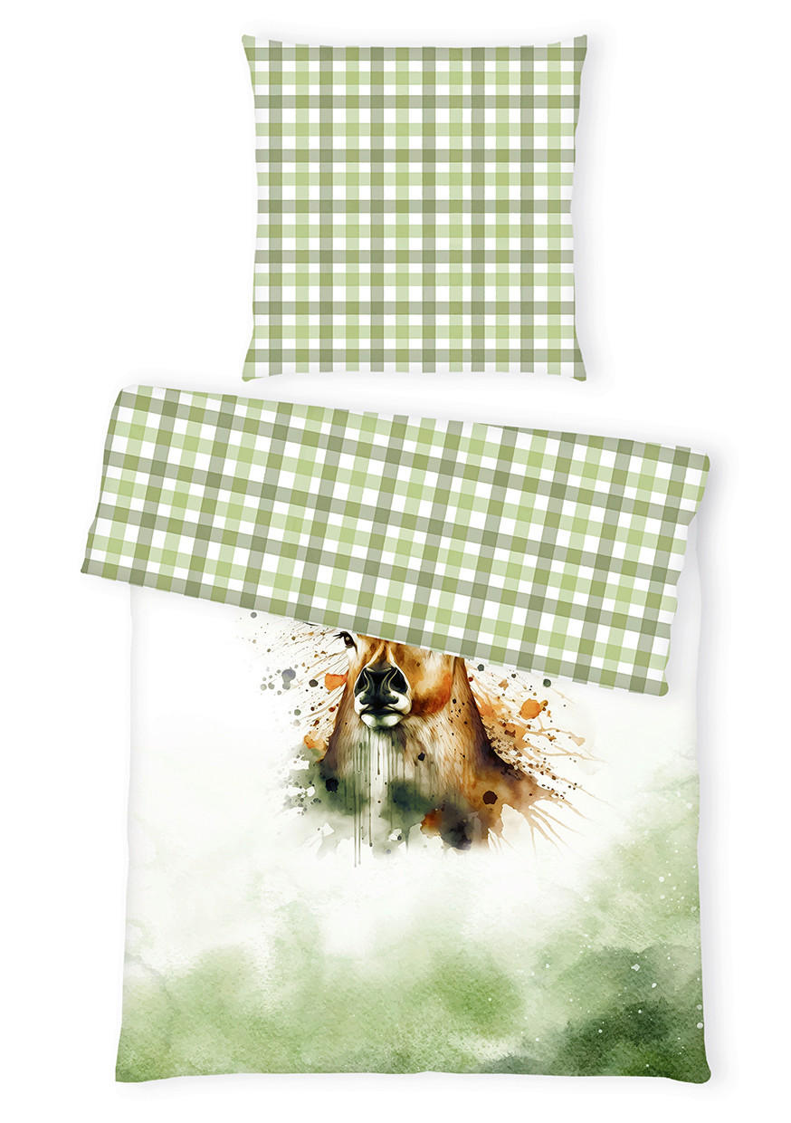 WENDEBETTWÄSCHE Renforcé 135/200 cm  - Grün, KONVENTIONELL, Textil (135/200cm) - Herding