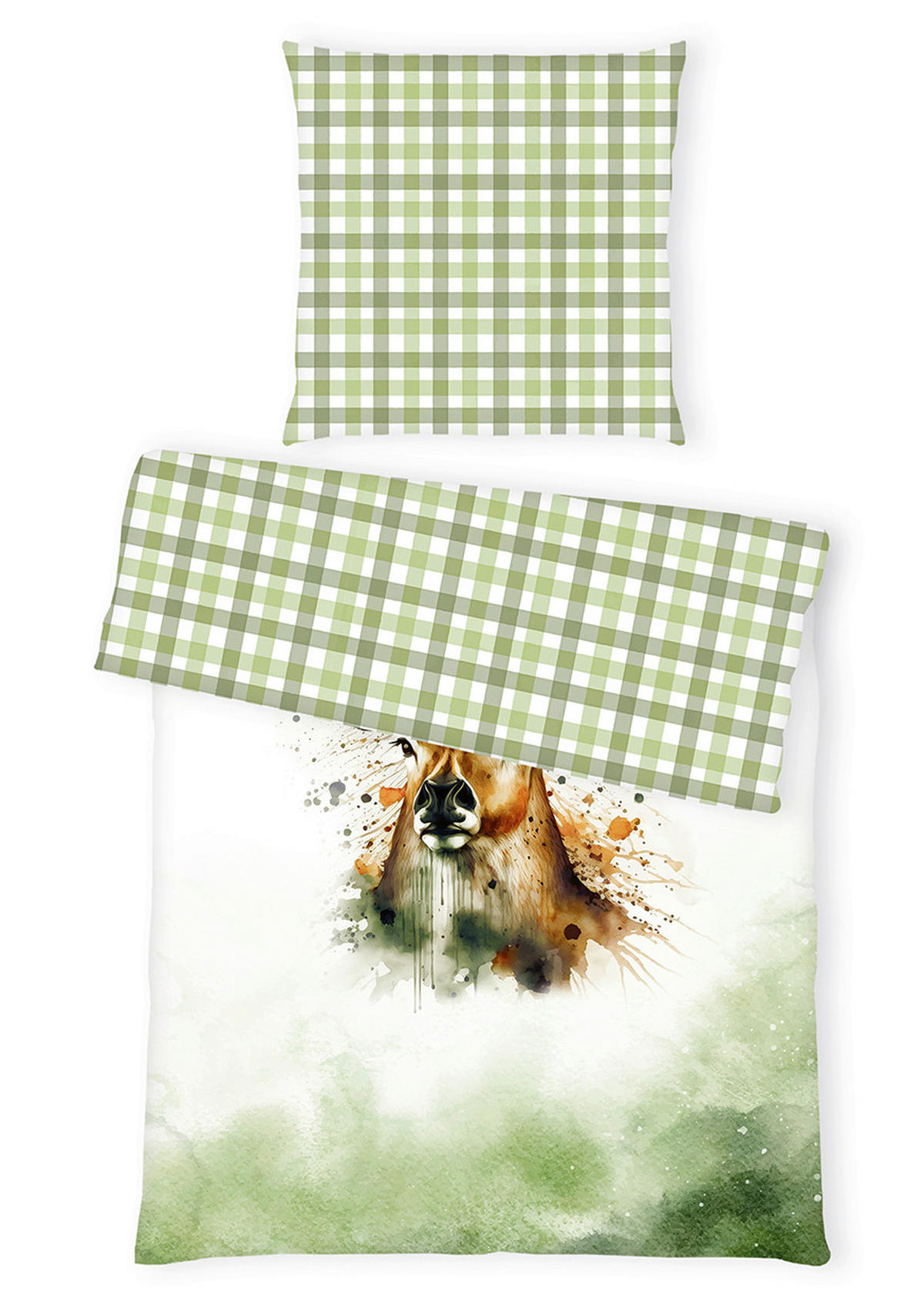 WENDEBETTWÄSCHE Renforcé 135/200 cm  - Grün, KONVENTIONELL, Textil (135/200cm) - Herding