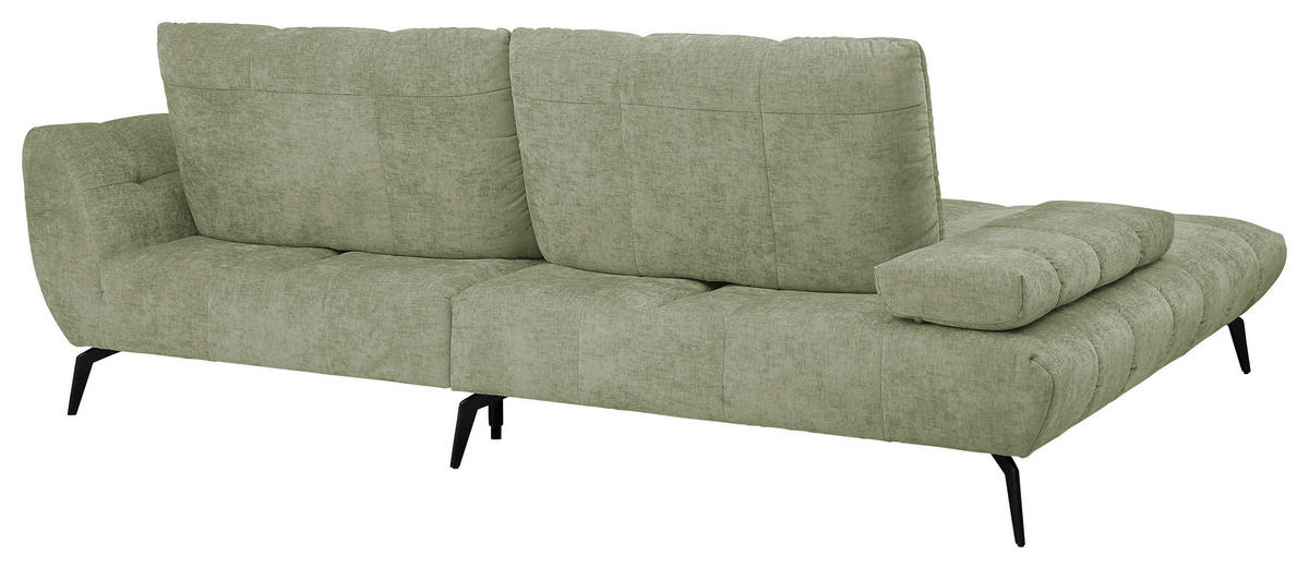 ECKSOFA Hellgrün Flachgewebe Rücken echt, Sitztiefenverstellung  - Schwarz/Hellgrün, KONVENTIONELL, Textil/Metall (211/273cm) - SetOne by Musterring