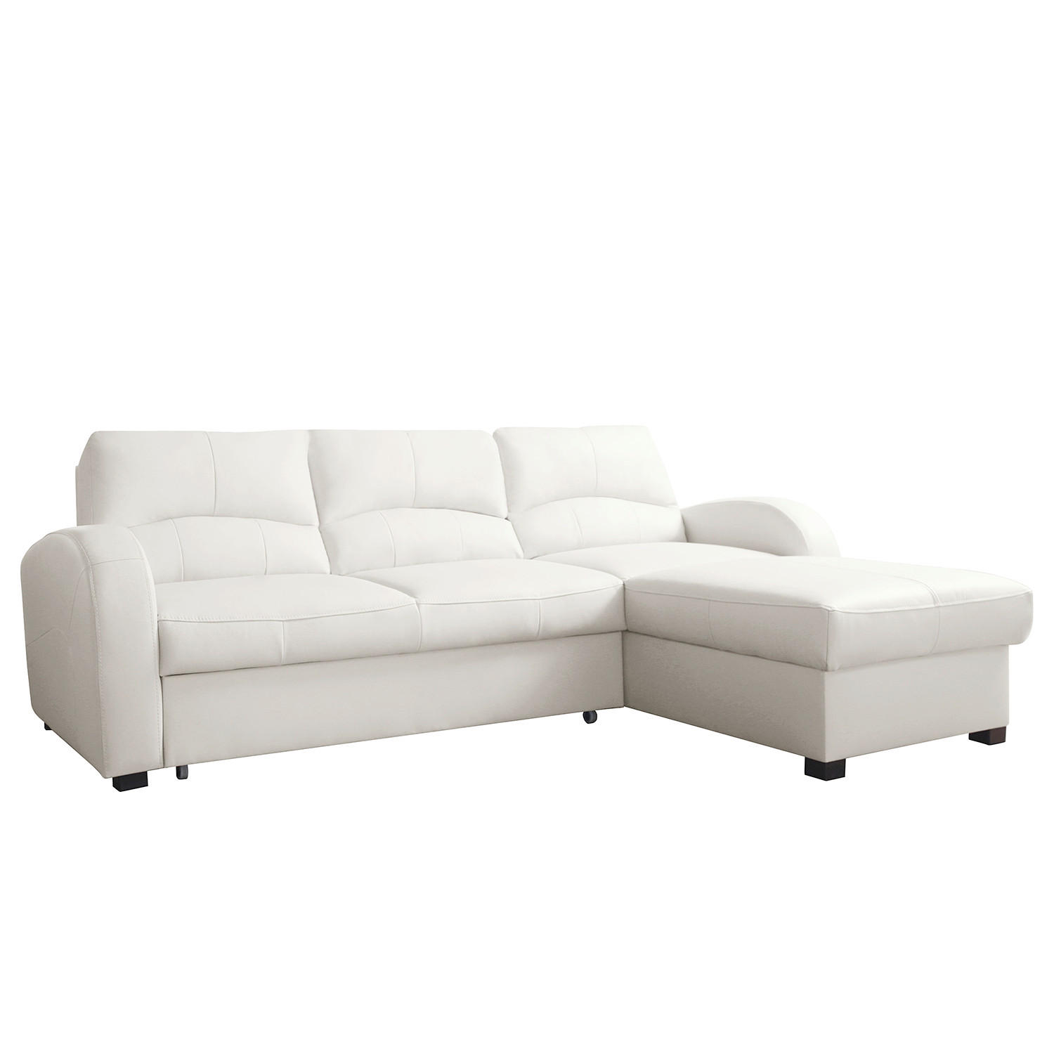 ECKSOFA  Lederlook Weiss  - Weiss/Schwarz, Design, Kunststoff/Textil (227/168cm) - Livetastic