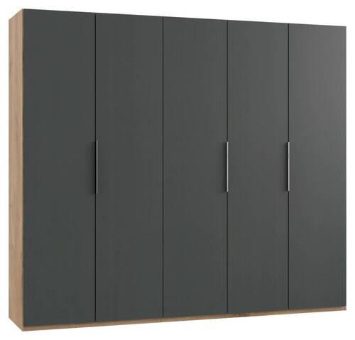 DREHTÜRENSCHRANK 250/216/58 cm 5-türig Graphitfarben, Eichefarben  - Chromfarben/Eichefarben, MODERN, Holzwerkstoff (250/216/58cm) - MID.YOU
