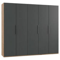 DREHTÜRENSCHRANK in Graphitfarben, Eichefarben  - Chromfarben/Eichefarben, Modern, Holzwerkstoff (250/216/58cm) - MID.YOU