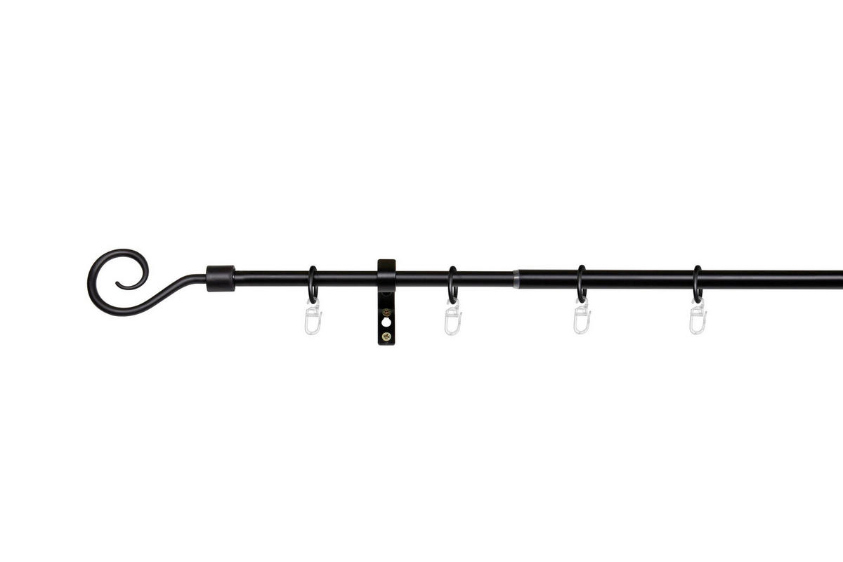 VORHANGSTANGENSET  130 cm  - Schwarz, Basics, Metall (130cm)