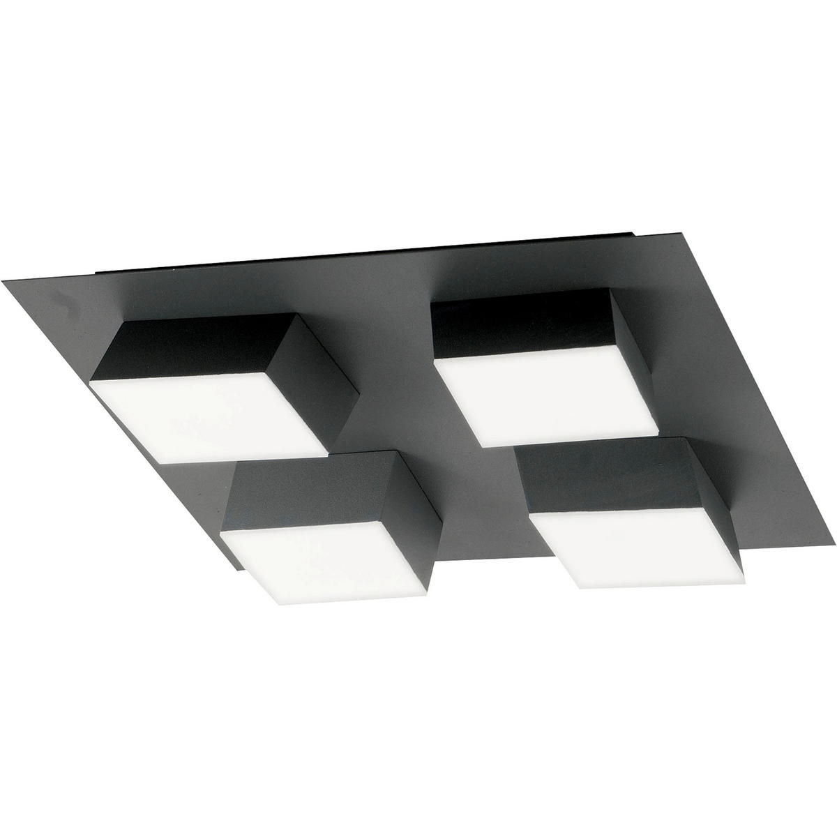 LED-DECKENLEUCHTE Lucas 35/35/8 cm   - Anthrazit, Design, Kunststoff/Metall (35/35/8cm) - Fabas Luce
