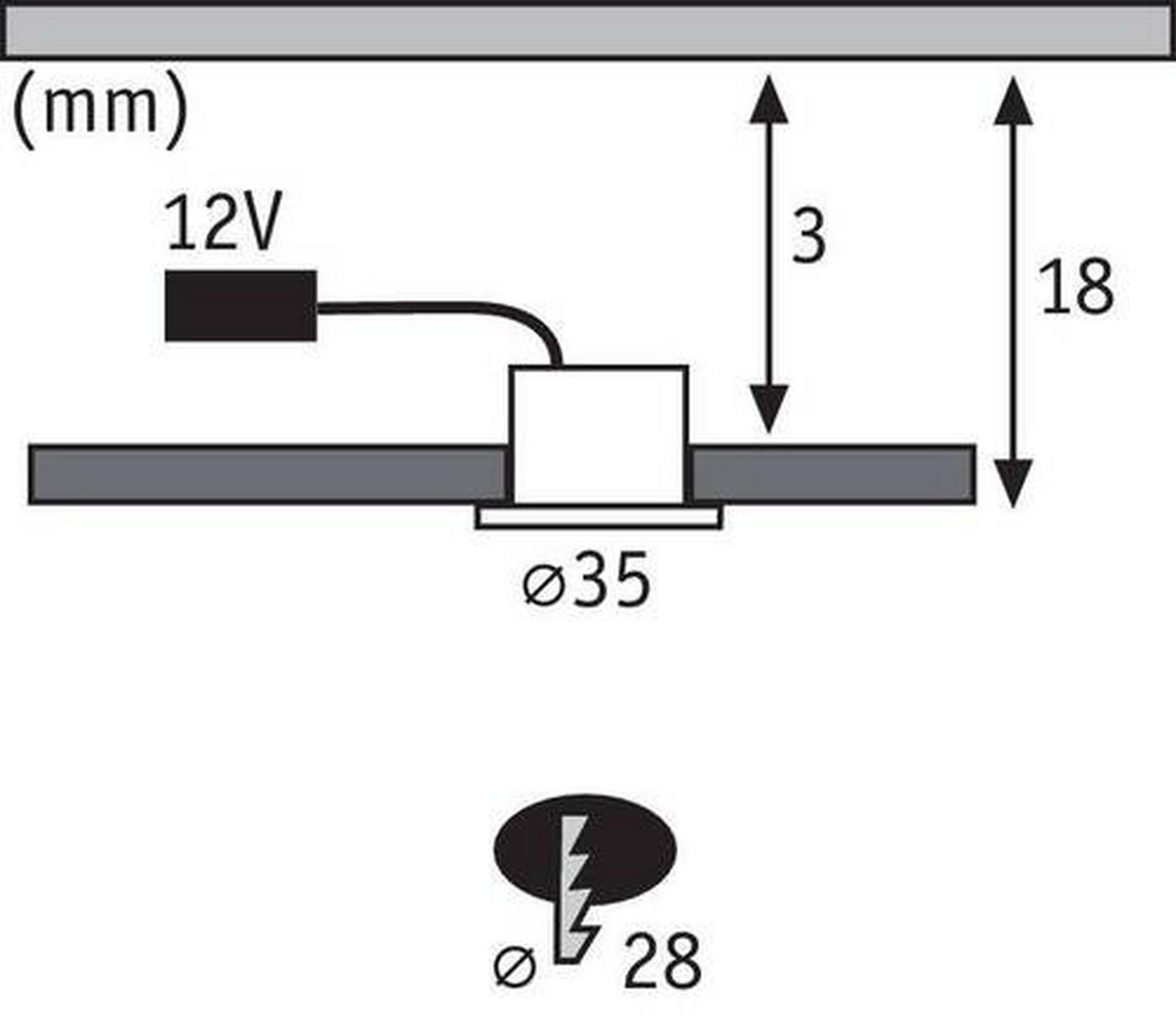 LED-DECKENLEUCHTE 3,5 cm  - Basics, Metall (3,5cm) - Paulmann