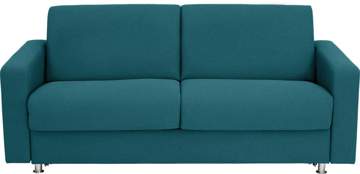 SCHLAFSOFA Flachgewebe Petrol  - Chromfarben/Petrol, Design, Textil/Metall (195/84/100cm) - Bali