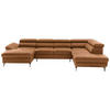WOHNLANDSCHAFT Currygelb Echtleder  - Currygelb/Silberfarben, Design, Leder/Metall (170/340/220cm) - Novel
