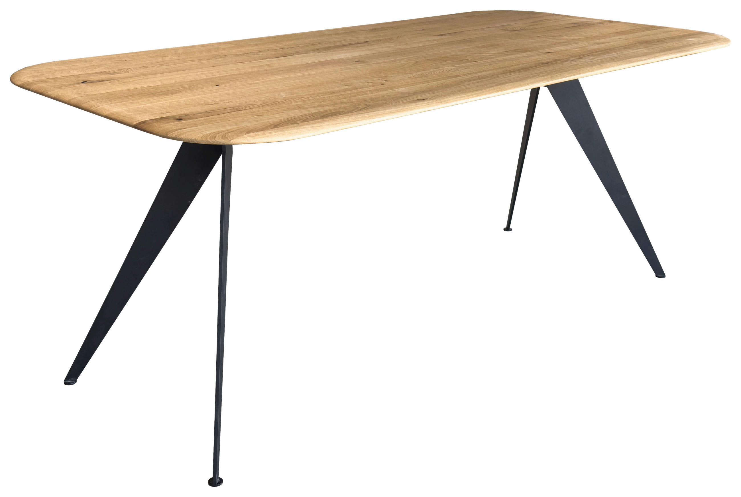 ESSTISCH Eiche massiv rechteckig Schwarz, Eichefarben  - Eichefarben/Schwarz, LIFESTYLE, Holz/Metall (160/90/75cm) - Linea Natura