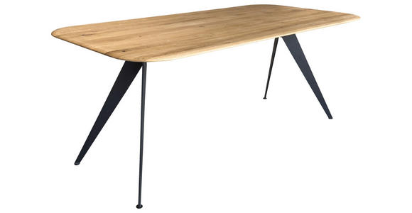 ESSTISCH Schwarz, Eichefarben rechteckig  in verschiedenen Größen erhältlich, Variantenauswahl  - Eichefarben/Schwarz, LIFESTYLE, Holz/Metall (160/90/75cm) - Linea Natura