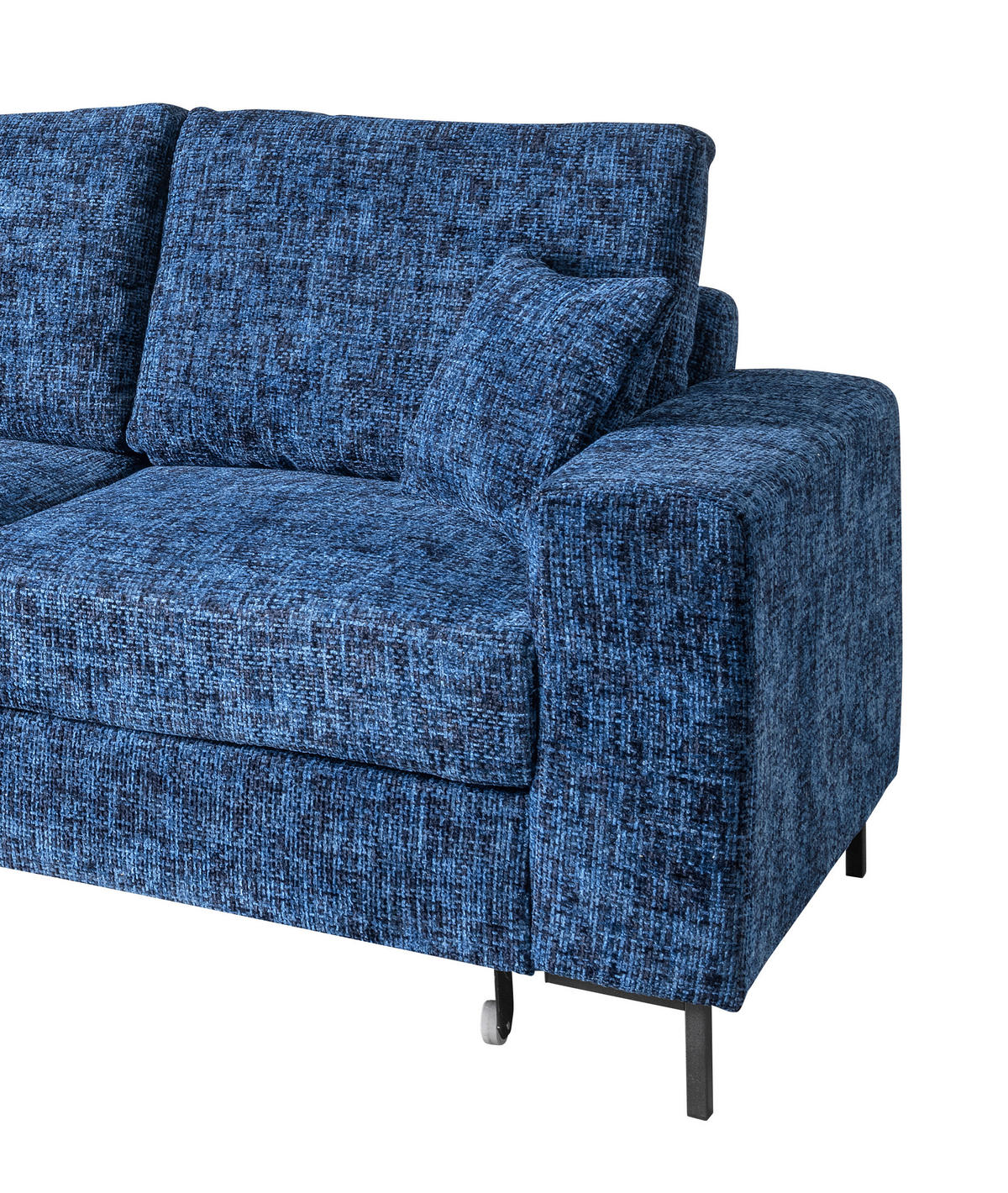 ECKSCHLAFSOFA  mit Rücken echt Struktur Blau  - Blau/Schwarz, KONVENTIONELL, Textil/Metall (143/237cm) - Livetastic