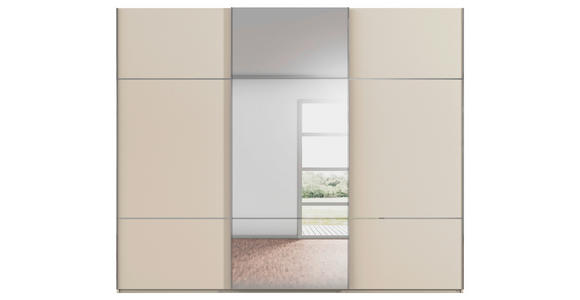 SCHWEBETÜRENSCHRANK 301/223/68 cm 3-türig Champagner - Chromfarben/Champagner, KONVENTIONELL, Glas/Holzwerkstoff (301/223/68cm) - Novel