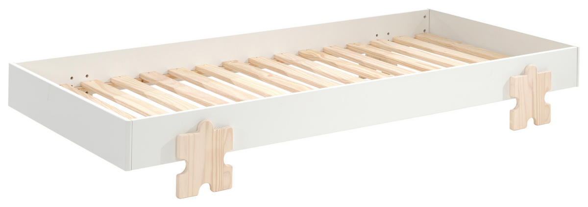 KINDER-/JUNIORBETT - Weiß/Kieferfarben, MODERN, Holz/Holzwerkstoff (90/200cm) - MID.YOU