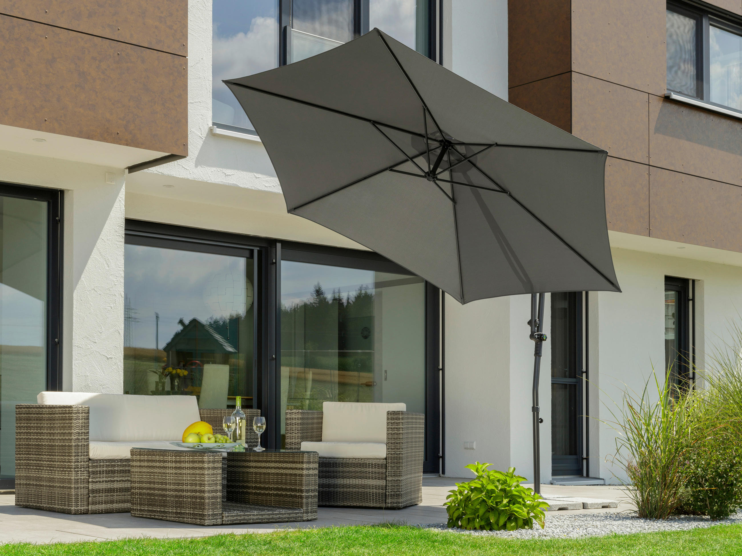 AMPELSCHIRM 300 cm Anthrazit  - Anthrazit, Basics, Textil/Metall (278/263/300cm) - Schneider