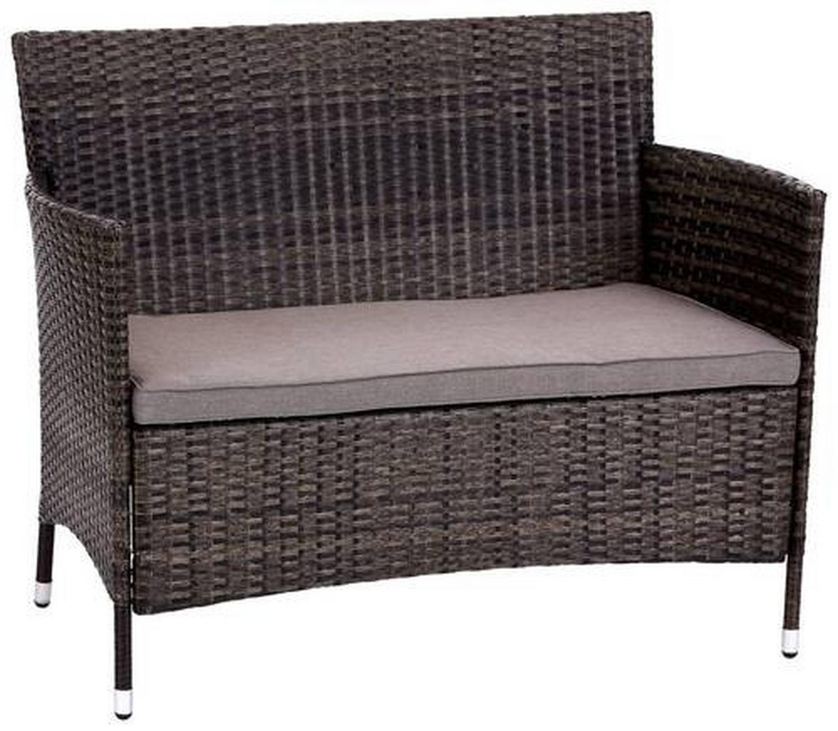 LOUNGEGARNITUR 4-teilig   Stahl  - Dunkelbraun/Creme, MODERN, Glas/Kunststoff - Ondega