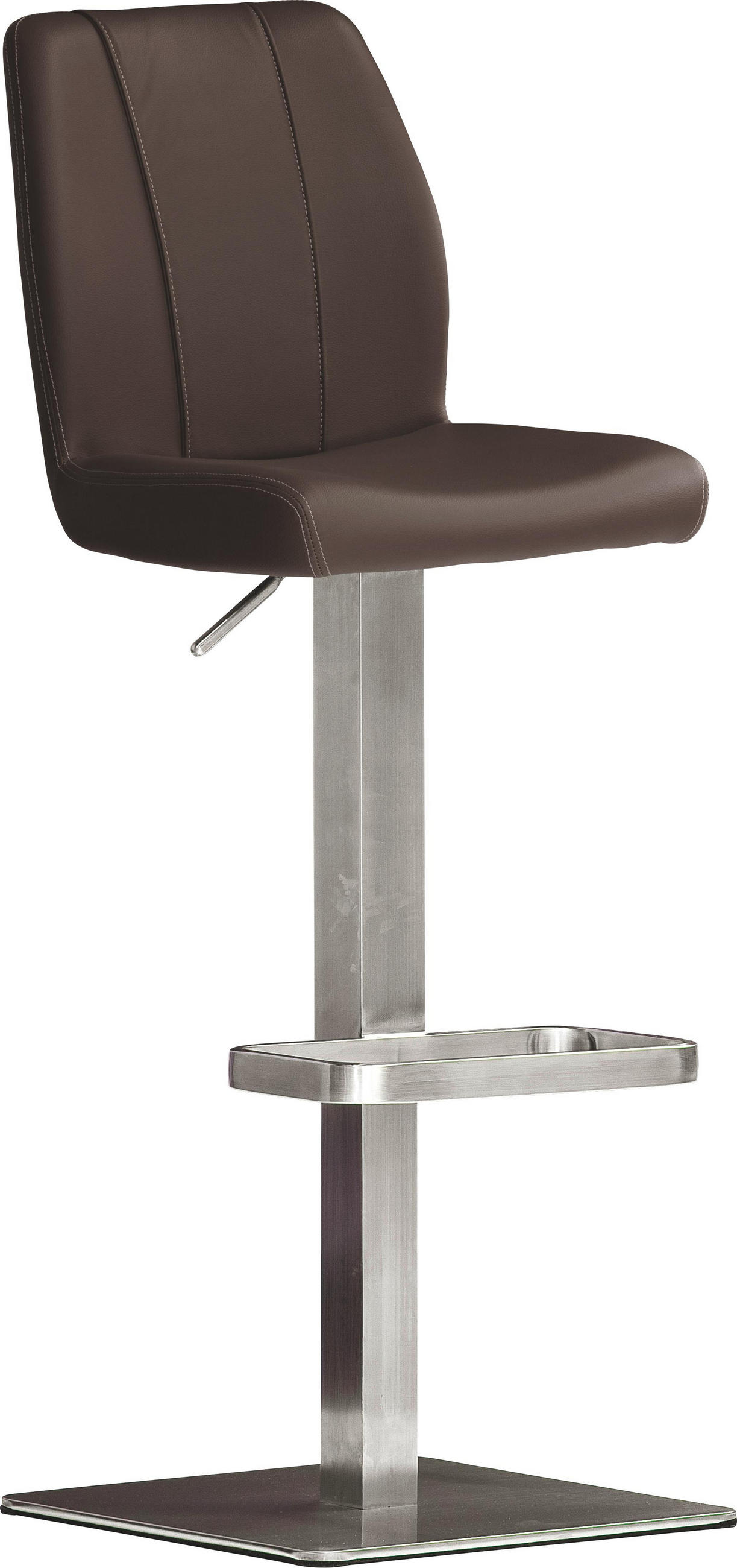 Barhocker in Metall, Textil Braun, Edelstahlfarben