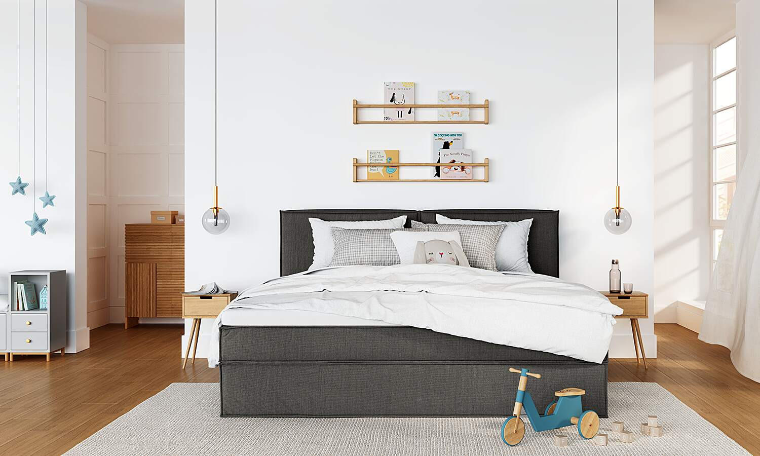 BOXSPRINGBETT 240/200 cm  in Anthrazit  - Anthrazit, Design, Textil (240/200cm) - home24