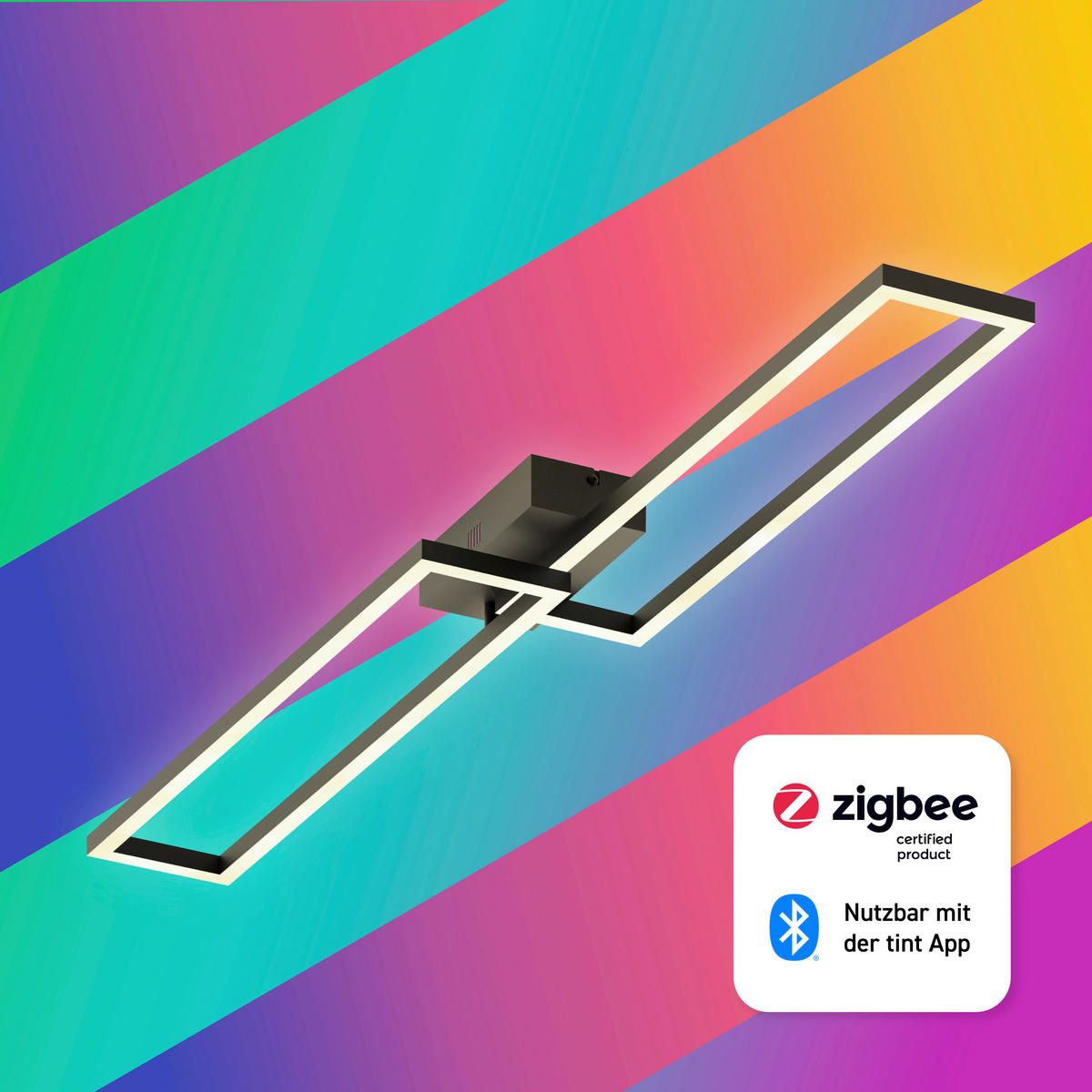 LED-DECKENLEUCHTE  Smart 24,4/7,8/110 cm   - Schwarz, Design, Metall (24,4/7,8/110cm) - Tint