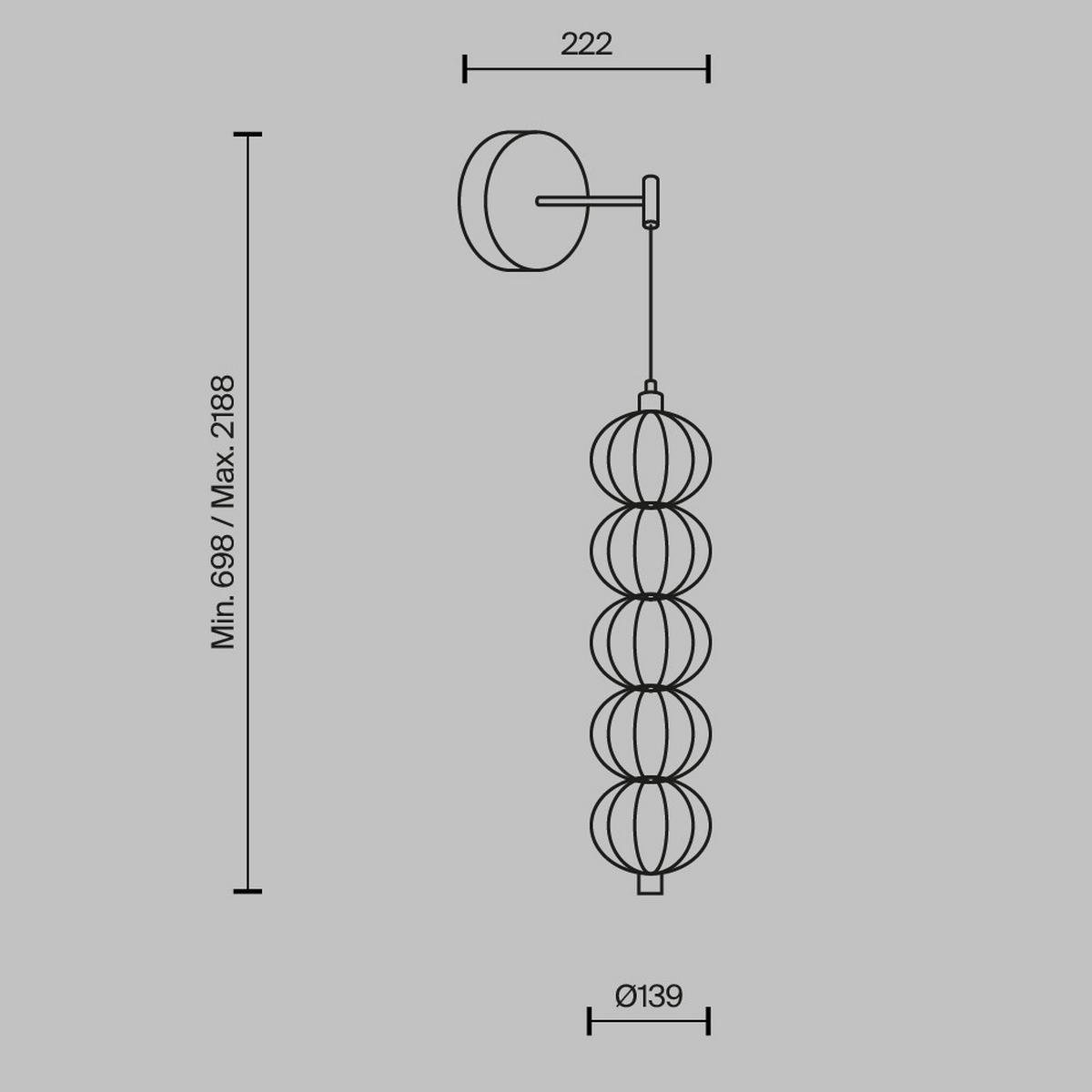 VÄGGLAMPA 22,2/13,9/69,8 cm   - guldfärgad, Modern, metall (22,2/13,9/69,8cm) - MAYTONI