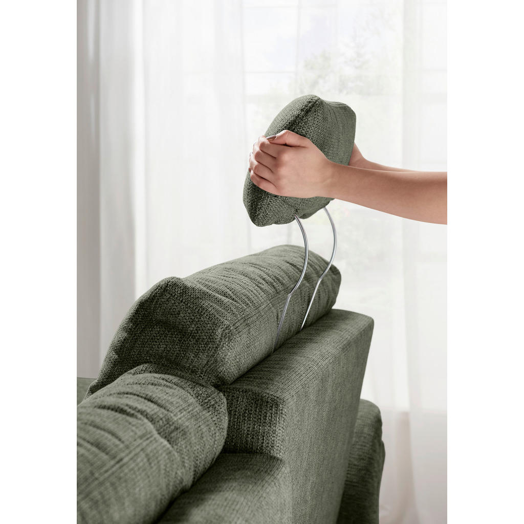 Thumbnail - Livetastic Ecksofa, Dunkelgrün, Textil, Buche, 4-Sitzer, Füllung: Schaumstoff, Ottomane links, L-Form, 264x206 cm, Liege...