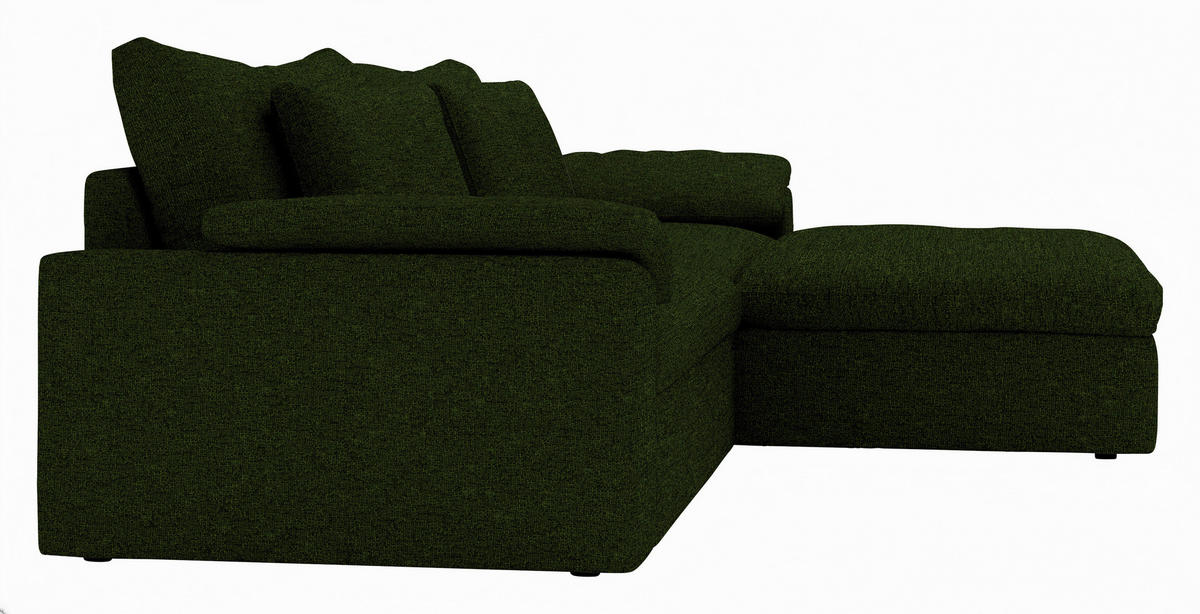 ECKSOFA Flachgewebe Dunkelgrün  - Dunkelgrün/Schwarz, Modern, Kunststoff/Textil (306/198cm) - Carryhome