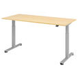 SCHREIBTISCH 180/80/72-119 cm Ahornfarben elektrisch höhenverstellbar  - Silberfarben/Ahornfarben, KONVENTIONELL, Holzwerkstoff/Metall (180/80/72-119cm) - Venda