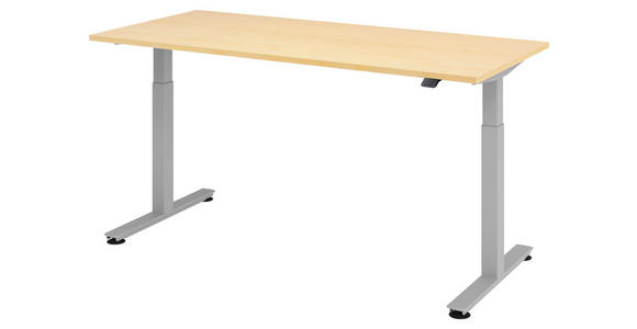 SCHREIBTISCH 180/80/72-119 cm Ahornfarben elektrisch höhenverstellbar  - Silberfarben/Ahornfarben, KONVENTIONELL, Holzwerkstoff/Metall (180/80/72-119cm) - Venda