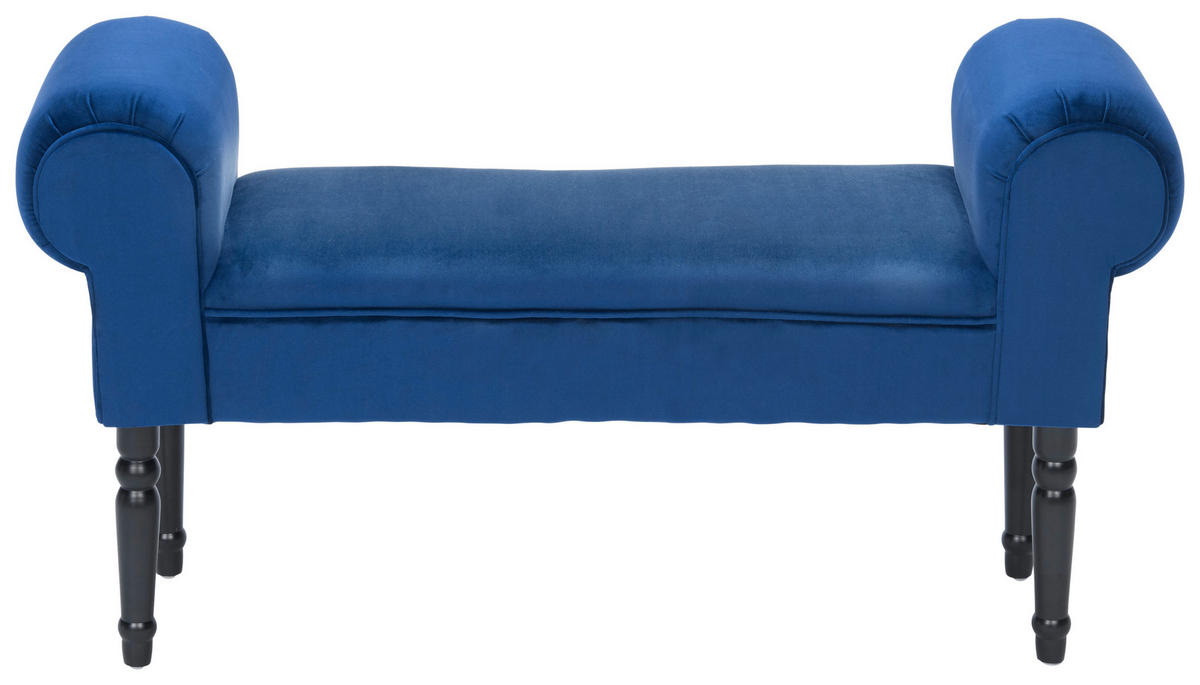 SITZBANK 100/54/30 cm Samt Schwarz, Blau Kiefer massiv  - Blau/Schwarz, Trend, Holz/Textil (100/54/30cm) - Xora