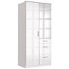 KLEIDERSCHRANK in Silberfarben, Weiss, Weiss Hochglanz  - Weiss Hochglanz/Chromfarben, Basics, Holzwerkstoff (91/199/58cm) - MID.YOU