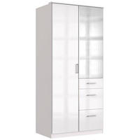 KLEIDERSCHRANK in Silberfarben, Weiss, Weiss Hochglanz  - Weiss Hochglanz/Chromfarben, Basics, Holzwerkstoff (91/199/58cm) - MID.YOU