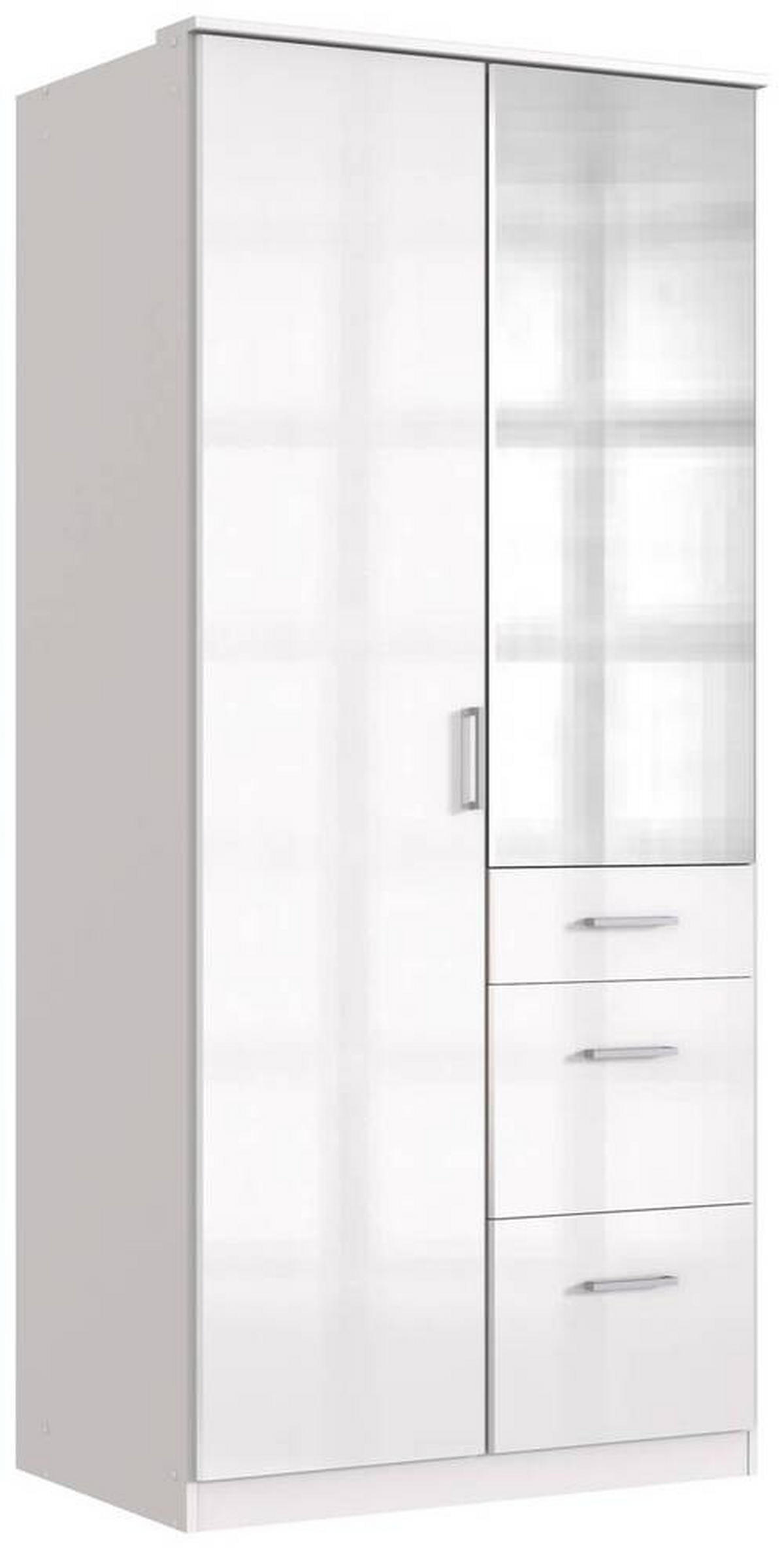 KLEIDERSCHRANK in Silberfarben, Weiss, Weiss Hochglanz  - Weiss Hochglanz/Chromfarben, Basics, Holzwerkstoff (91/199/58cm) - MID.YOU