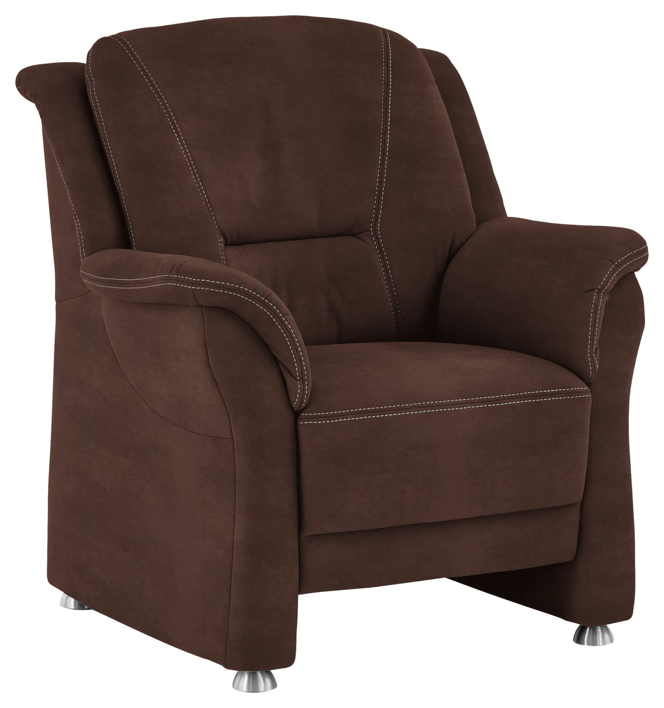 SESSEL in Mikrofaser Braun  - Beige/Alufarben, Konventionell, Textil/Metall (90/100/92cm) - Beldomo Comfort