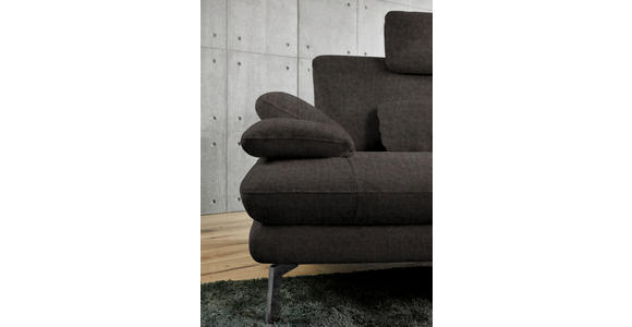 ECKSOFA in Velours Dunkelbraun 284/184 cm - Dunkelbraun/Schwarz, Design, Textil/Metall (284/184cm) - Dieter Knoll
