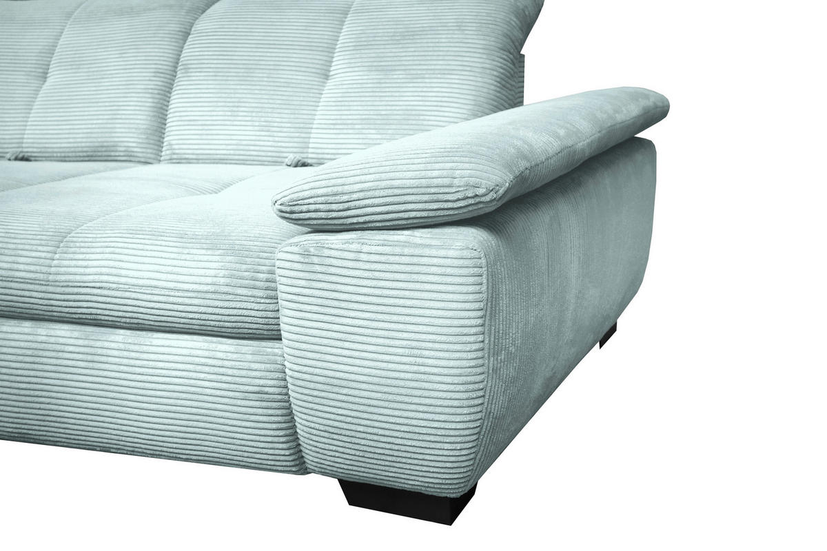 ECKSOFA in Cord Pastellblau  - Pastellblau/Schwarz, Design, Textil/Metall (242/313cm) - Xora