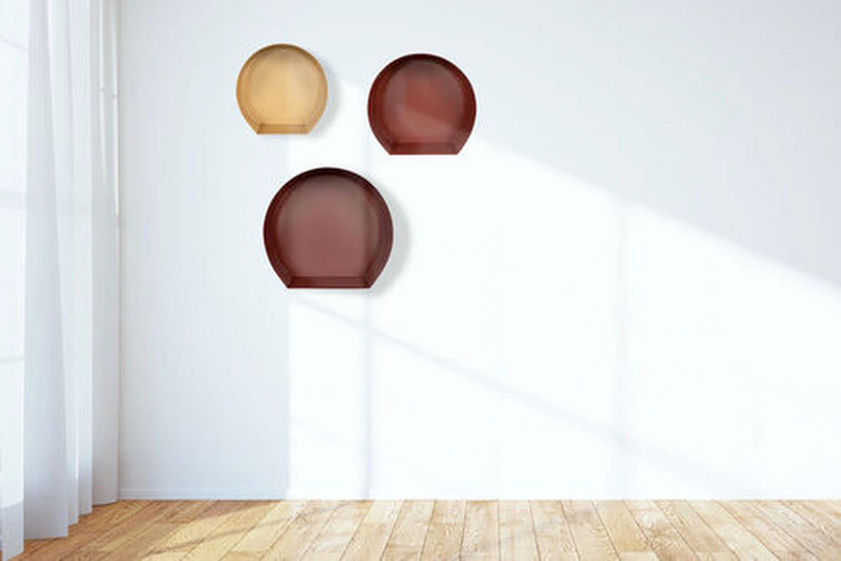 SADA NÁSTĚNNÝCH REGÁLŮ, barvy zlata, bordeaux, tmavě červená - bordeaux/barvy zlata, Design, kov (27-39,5/26-37,5/12cm)