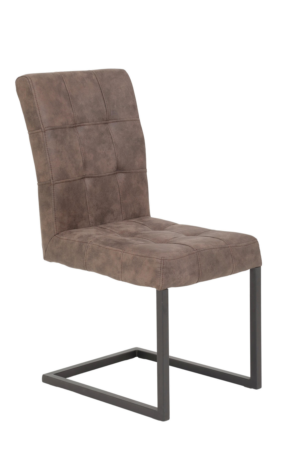 SCHWINGSTUHL-SET 2 Stück  in Stahl Lederlook  - Anthrazit/Braun, MODERN, Textil/Metall (42/91/62cm) - MID.YOU