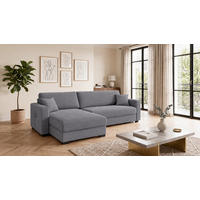 ECKSOFA  Cord Grau  - Schwarz/Grau, Basics, Holz/Holzwerkstoff (284/184cm) - MID.YOU