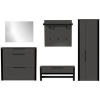GARDEROBE 5-teilig  in 295/191/34 cm  - Anthrazit/Schwarz, Design, Glas/Holzwerkstoff (295/191/34cm) - Dieter Knoll