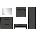 GARDEROBE 5-teilig  in 295/191/34 cm  - Anthrazit/Schwarz, Design, Glas/Holzwerkstoff (295/191/34cm) - Dieter Knoll