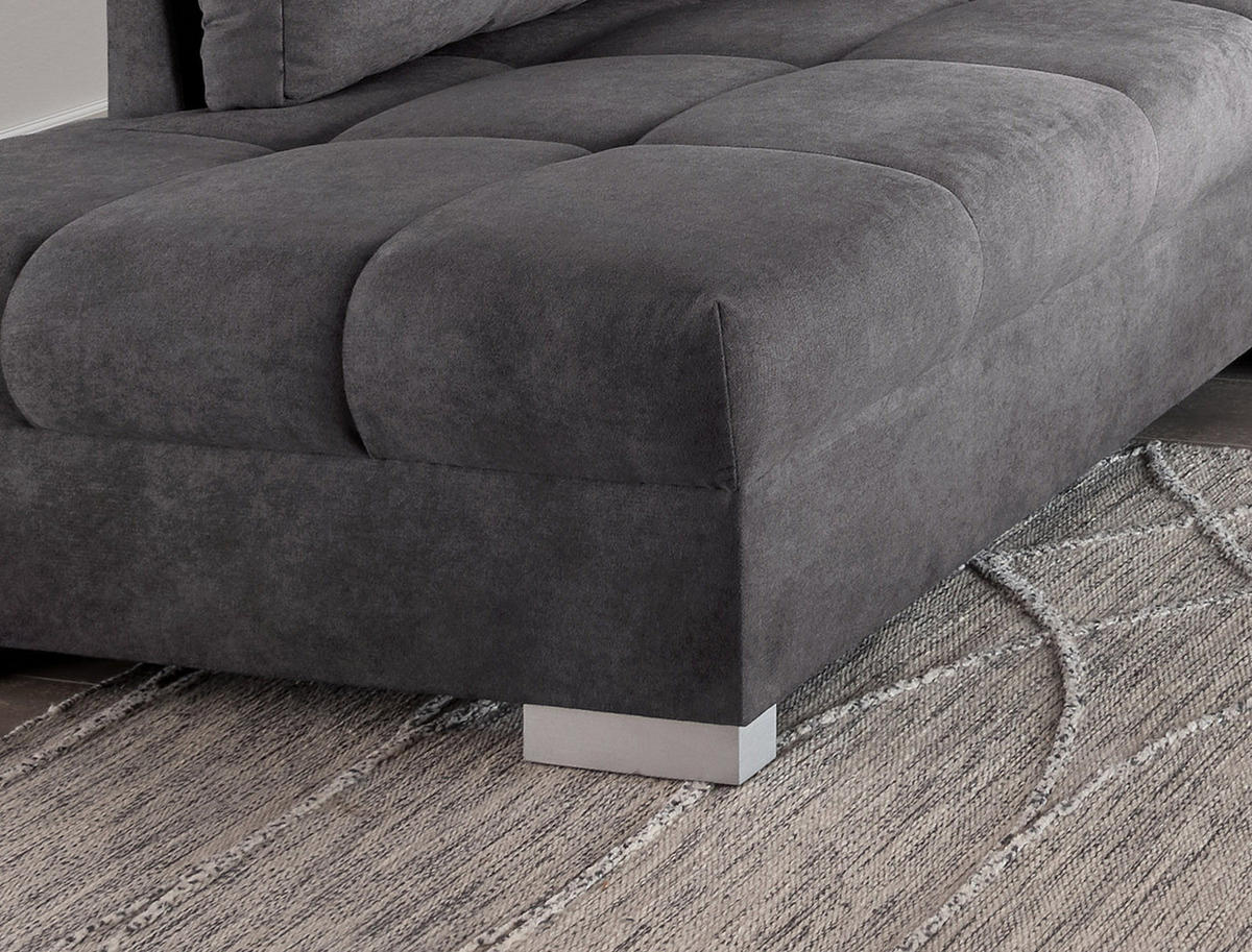 ECKSCHLAFSOFA in Mikrofaser Anthrazit  - Anthrazit/Silberfarben, Design, Holz/Textil (202/298cm) - MID.YOU