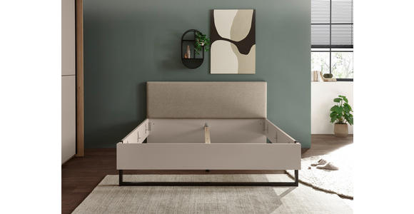 BETT 180/200 cm,  in Kaschmir, gepolstertes Kopfteil,  - Kaschmir/Schwarz, KONVENTIONELL, Textil/Metall (180/200cm) - Xora