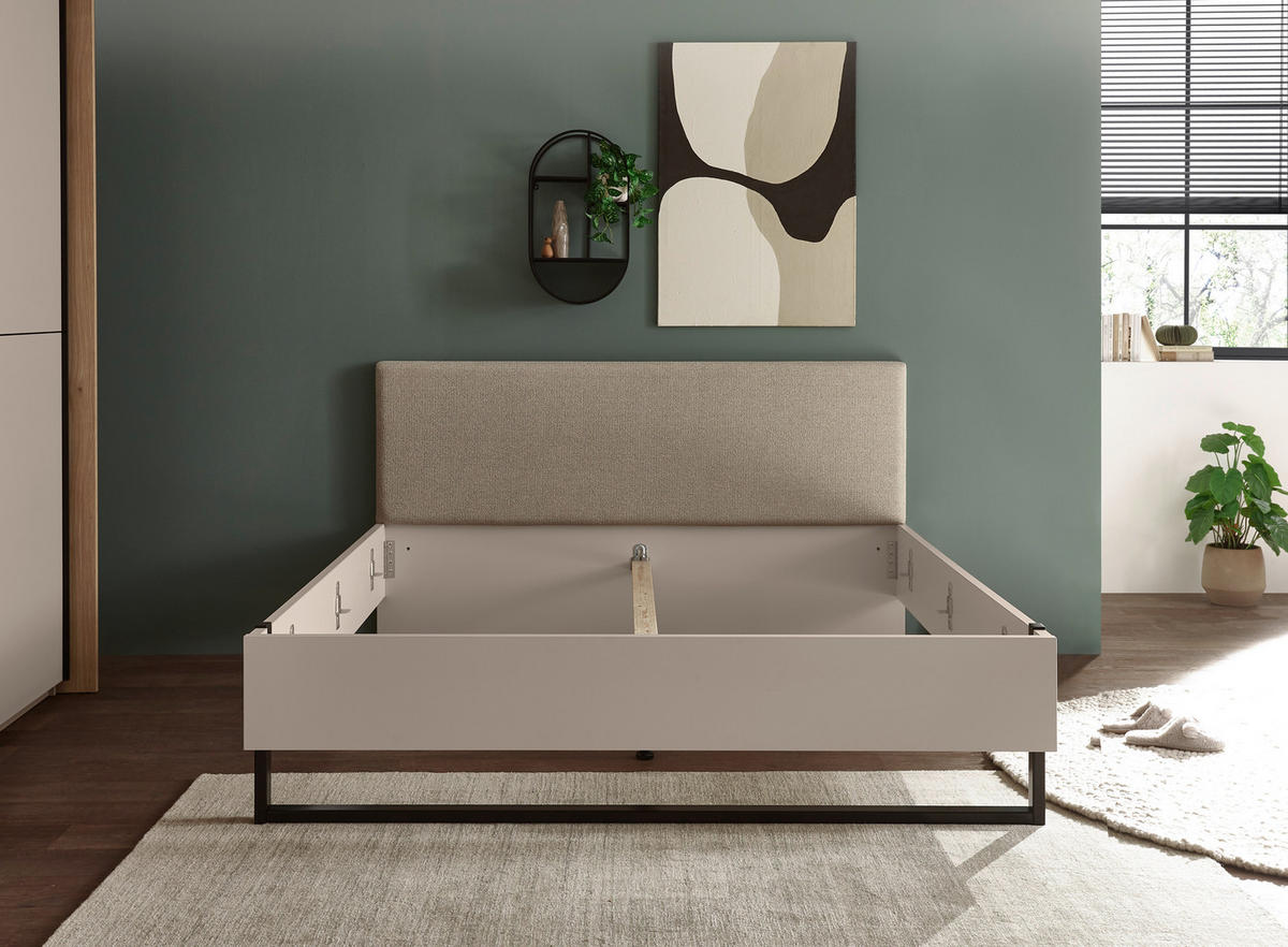 BETT 180/200 cm,  in Kaschmir, gepolstertes Kopfteil,  - Kaschmir/Schwarz, KONVENTIONELL, Textil/Metall (180/200cm) - Xora