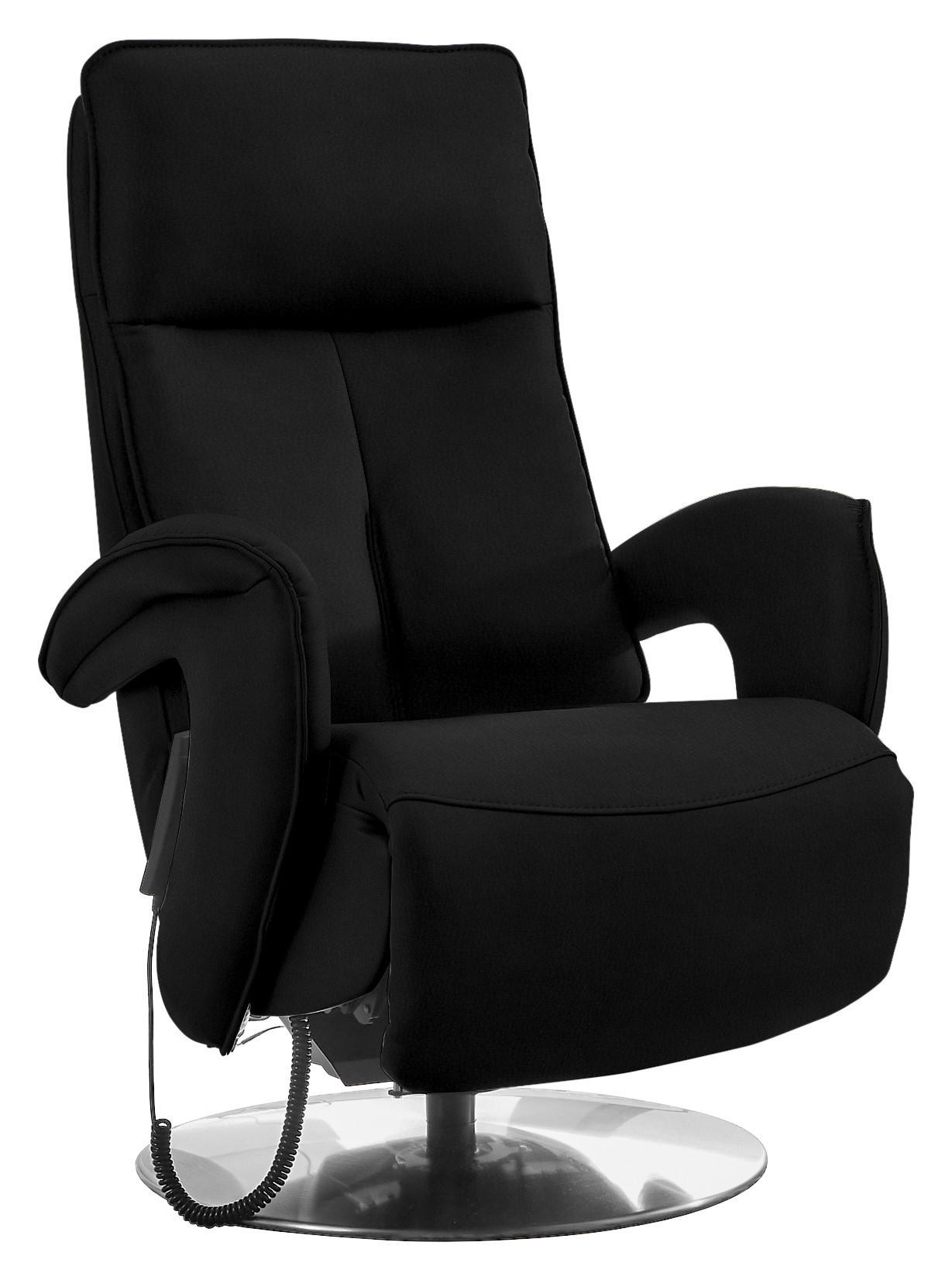 RELAXSESSEL in Leder Schwarz  - Chromfarben/Schwarz, Design, Leder/Metall (77/110/87cm) - Valdera