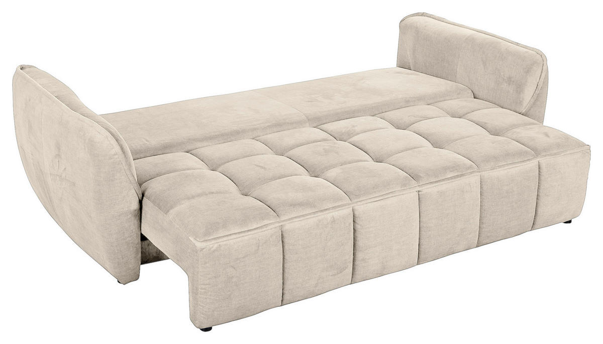 SCHLAFSOFA  mit Liegefunktion, Schlafen auf Sitzhöhe, Rücken echt Flachgewebe Beige  - Beige/Schwarz, KONVENTIONELL, Kunststoff/Textil (250/70/118cm) - Carryhome