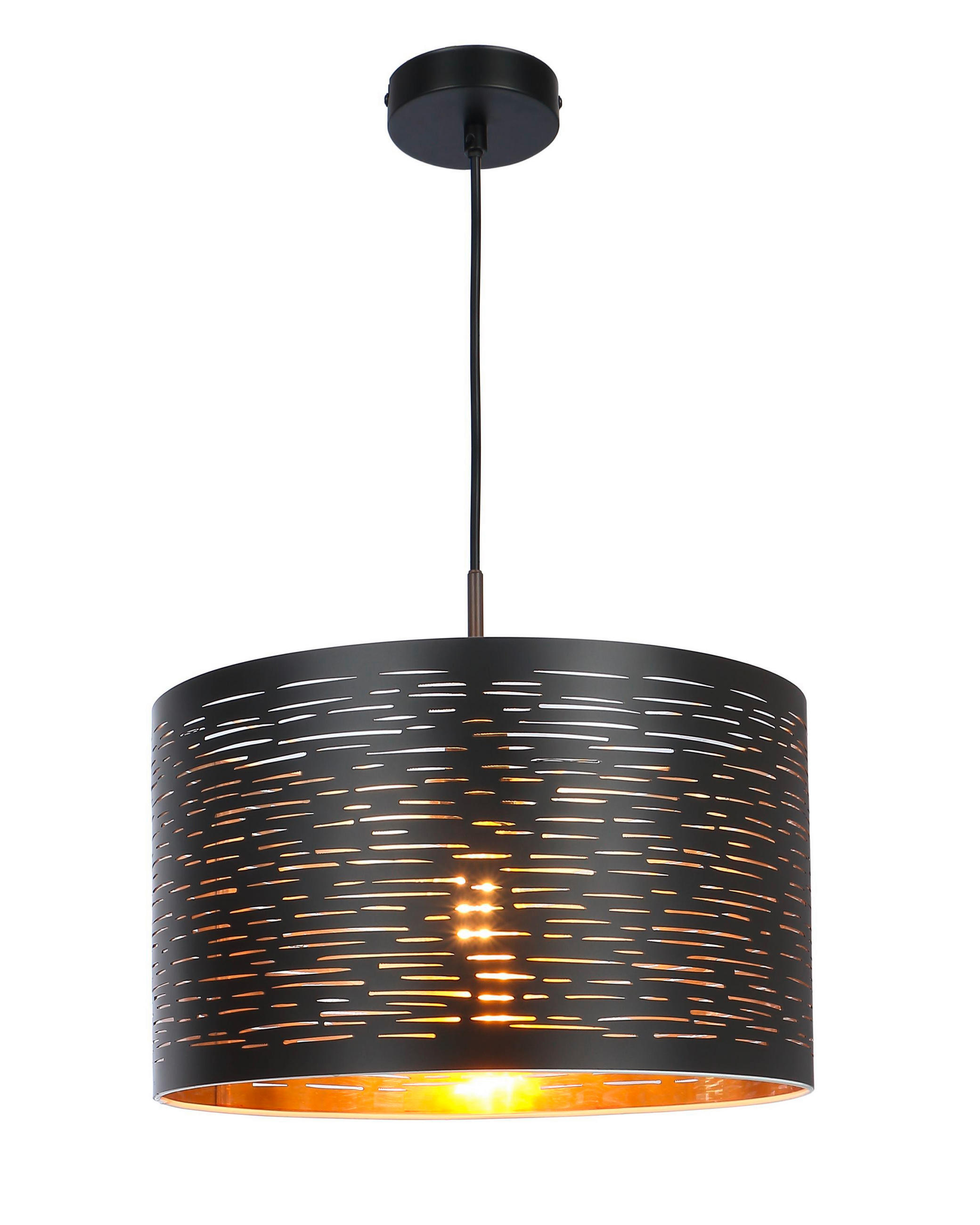HÄNGELEUCHTE 38/120 cm  - Goldfarben/Schwarz, Design, Kunststoff/Metall (38/120cm) - Globo