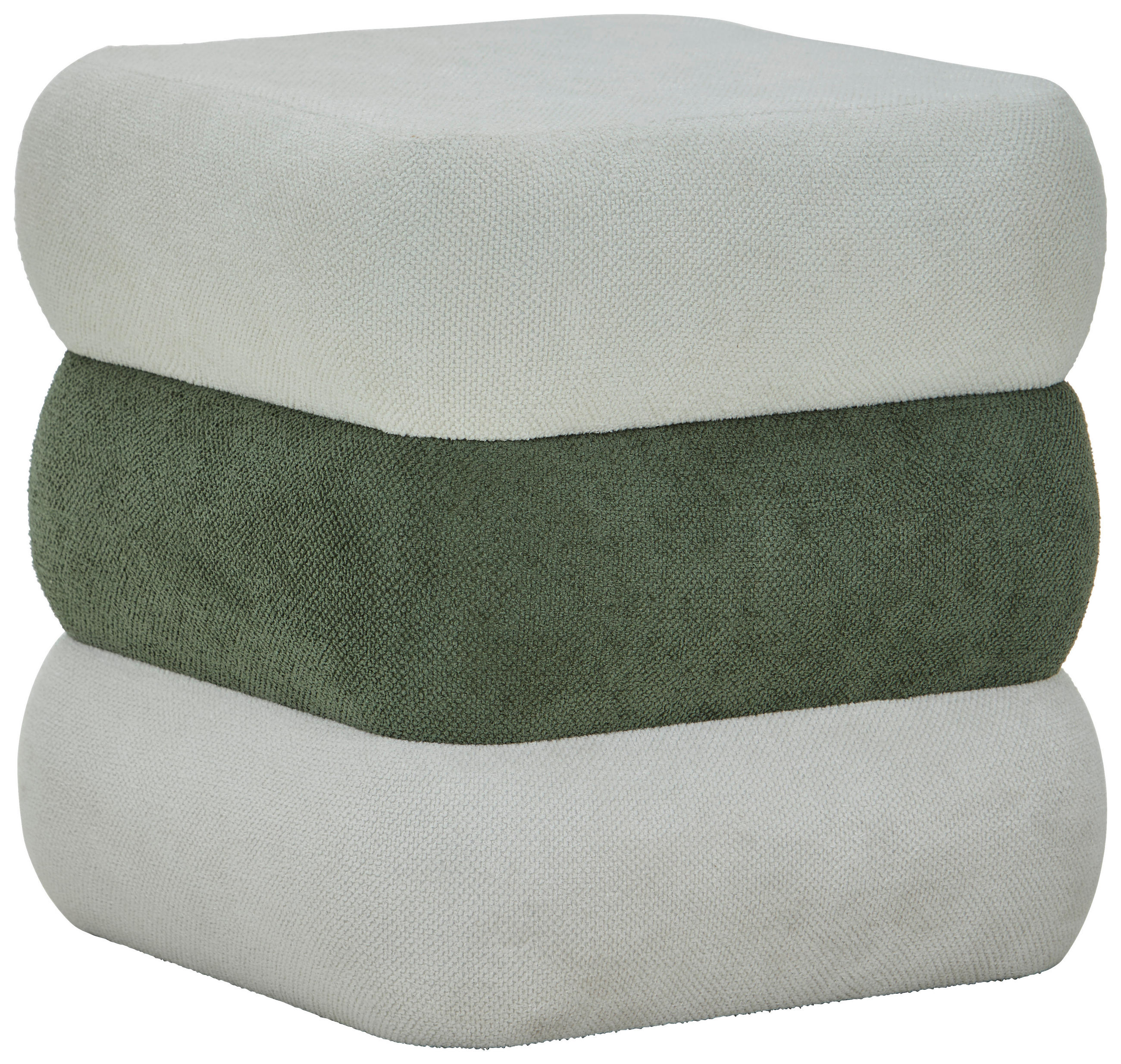 Taburet din textil, material pe bază de lemn, verde, alb - alb/verde, Basics, textil/material pe bază de lemn (46/47/46cm) - Xora