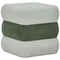 Taburet din textil, material pe bază de lemn, verde, alb - alb/verde, Basics, textil/material pe bază de lemn (46/47/46cm) - Xora