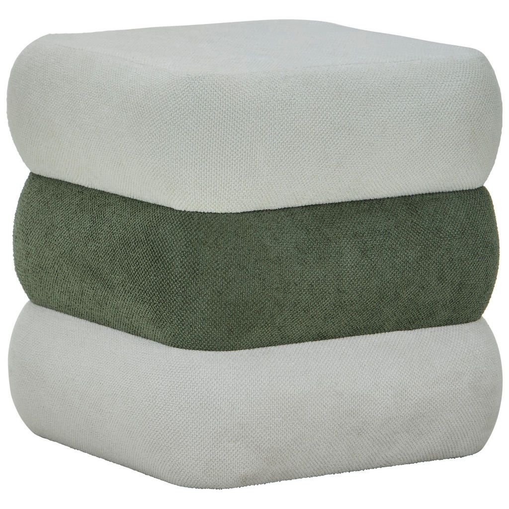 Taburet din textil, material pe bază de lemn, verde, alb