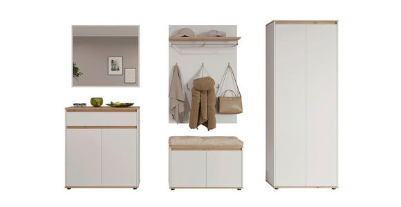 GARDEROBE  in 263,5/193/41,4 cm  - Weiß/Eiche Artisan, MODERN, Holzwerkstoff (263,5/193/41,4cm) - Carryhome